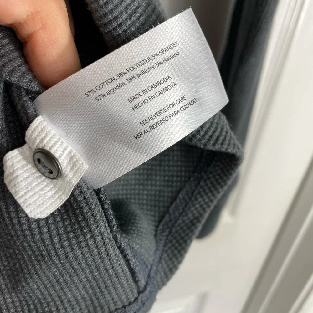 EDDIE BAUER Size Large Gray Knitted Waffle Thermal Long Sleeve Shirt - Picture 4 of 5